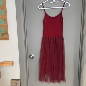 Elegant Red Spaghetti Strap Tule Dress